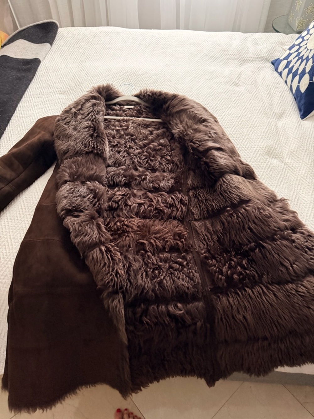 Plein Sud authentic Dark Brown Shearling-Trim Trench Coat